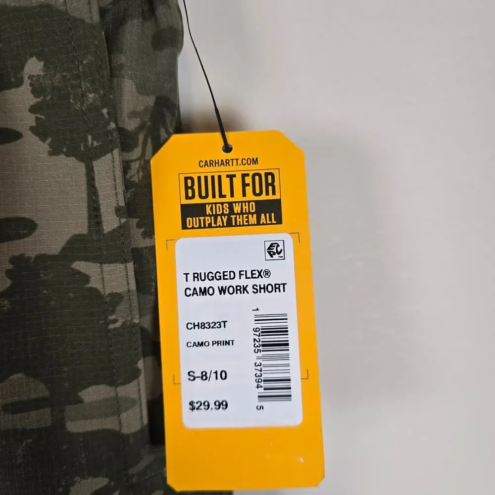Carhartt Force Rugged Flex Camo Work Shorts Size S/8-10 Boys Stretch Ripstop